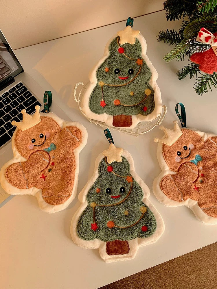 Weihnachts Handtuch, Weihnachtsdeko Handtuch, Lebkuchenmann Handtuch, Tannenbaum Handtuch, Coral Fleece Weihnachten, Weihnachtsgeschenk Küche, Weihnachts Handtuch Set, Xmas Towel