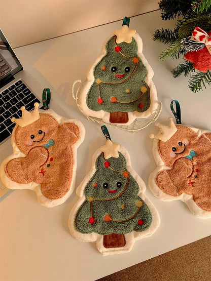 Weihnachts Handtuch, Weihnachtsdeko Handtuch, Lebkuchenmann Handtuch, Tannenbaum Handtuch, Coral Fleece Weihnachten, Weihnachtsgeschenk Küche, Weihnachts Handtuch Set, Xmas Towel