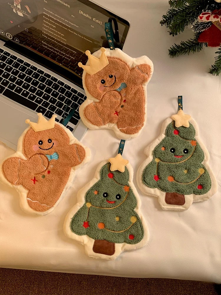 Weihnachts Handtuch, Weihnachtsdeko Handtuch, Lebkuchenmann Handtuch, Tannenbaum Handtuch, Coral Fleece Weihnachten, Weihnachtsgeschenk Küche, Weihnachts Handtuch Set, Xmas Towel