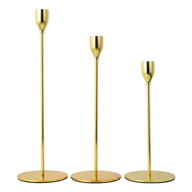  3-teiliges Kerzenhalter-Set aus Metall